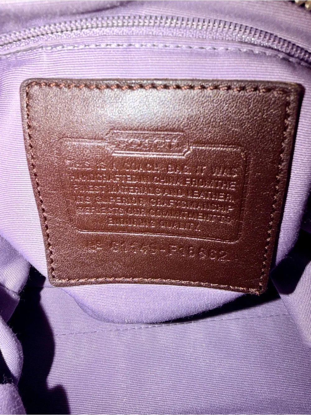 Y2K Aesthetic Coach Beige Signature Sateen Shoulder Bag with Brown Leather Trim